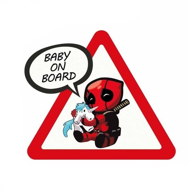 Deadpool 'Unicorn | Baby On Board | Warning Sign' Vinyl Car Sticker