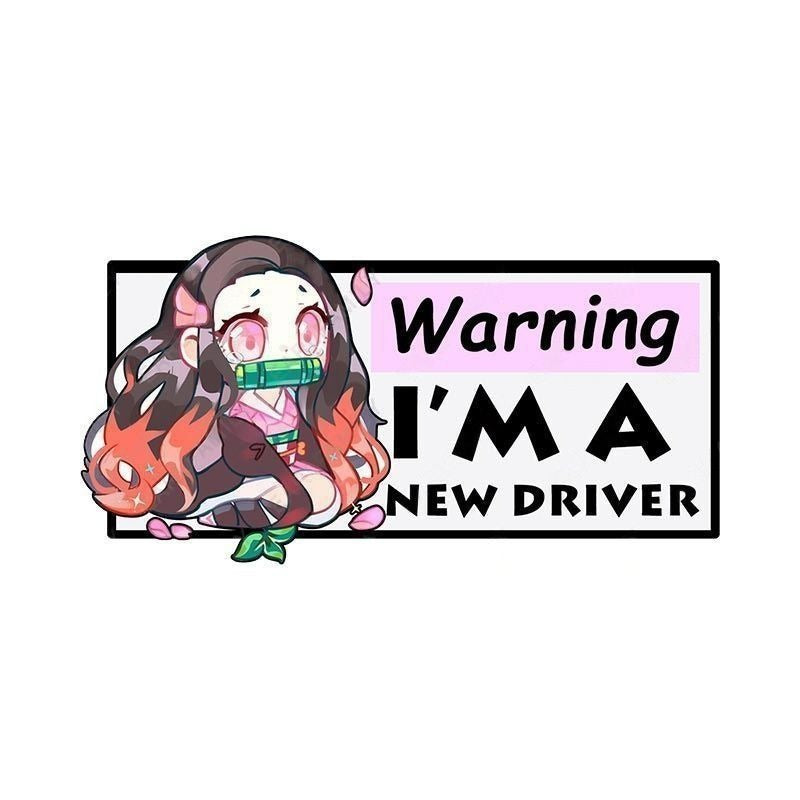 Warning I'm A New Driver 'Nezuko | Shocked' Vinyl Car Sticker