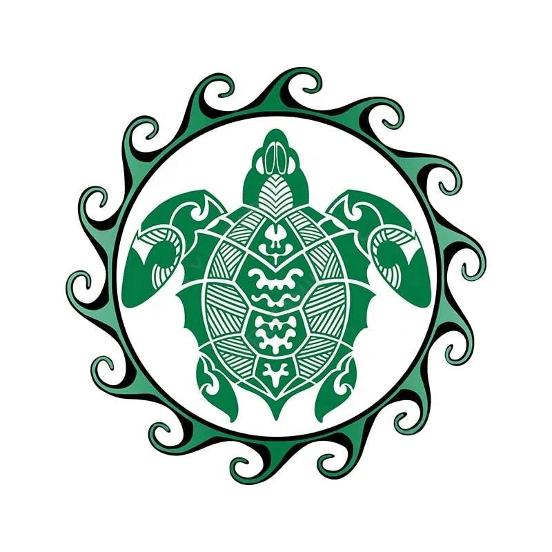 Tribal Sea Turtle Sun 'Green' Vinyl Car Sticker