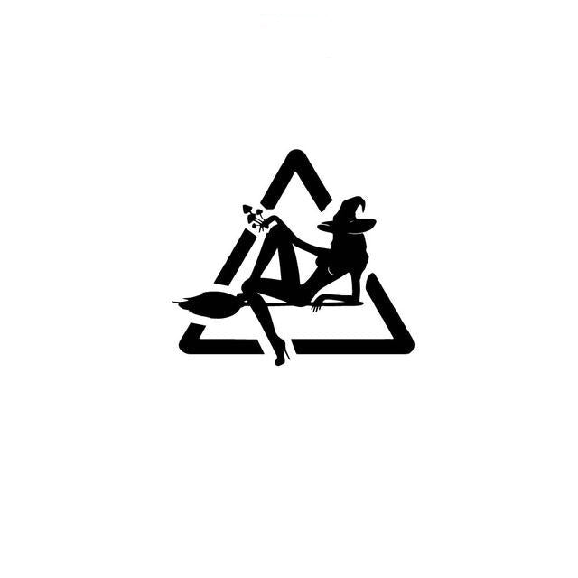 Witch Silhouette 'Warning Sign' Vinyl Car Sticker