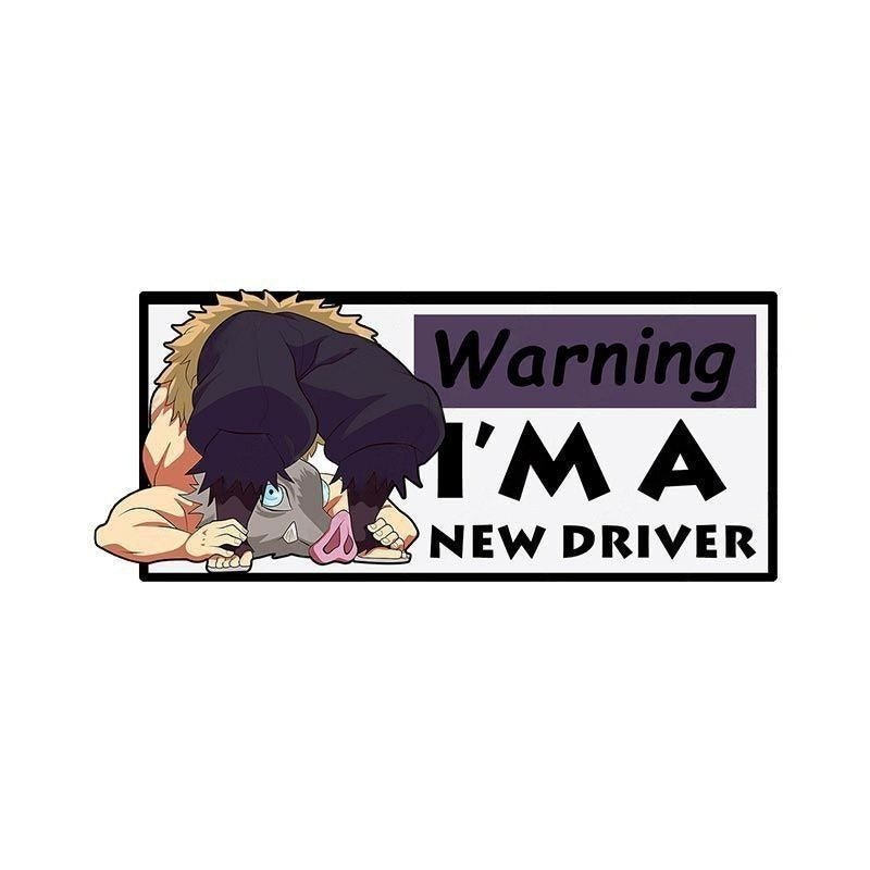 Warning I'm A New Driver 'Inosuke | Back Bending' Vinyl Car Sticker