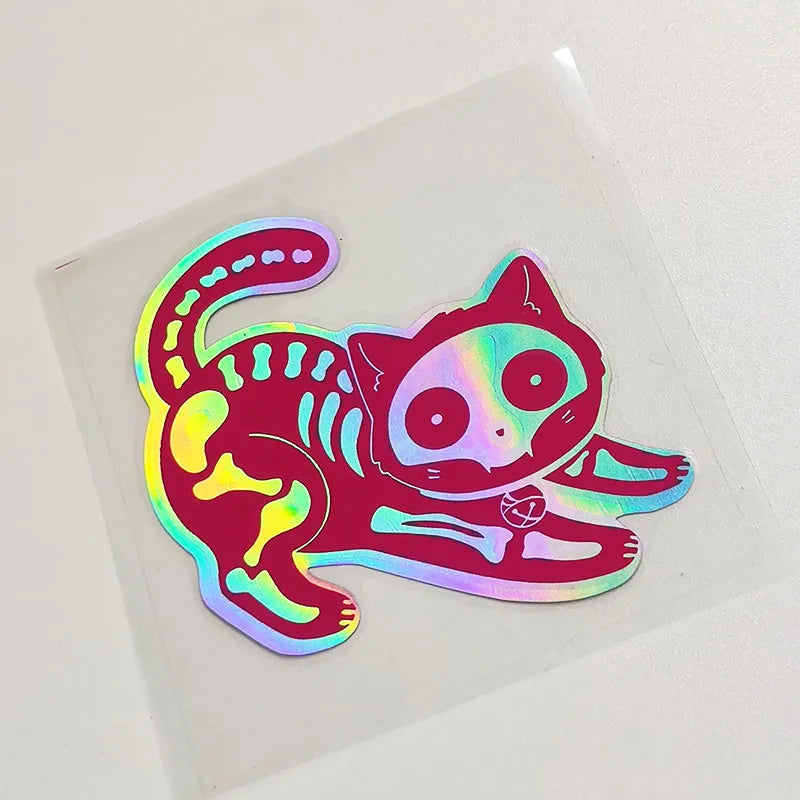 Cute 'Holographic Cat X-Ray' Vinyl Car Sticker