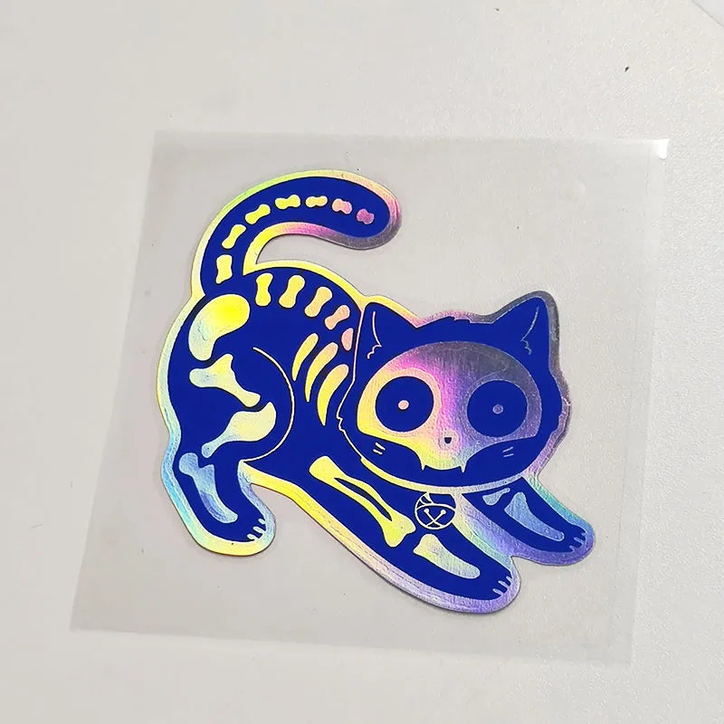 Cute 'Holographic Cat X-Ray' Vinyl Car Sticker