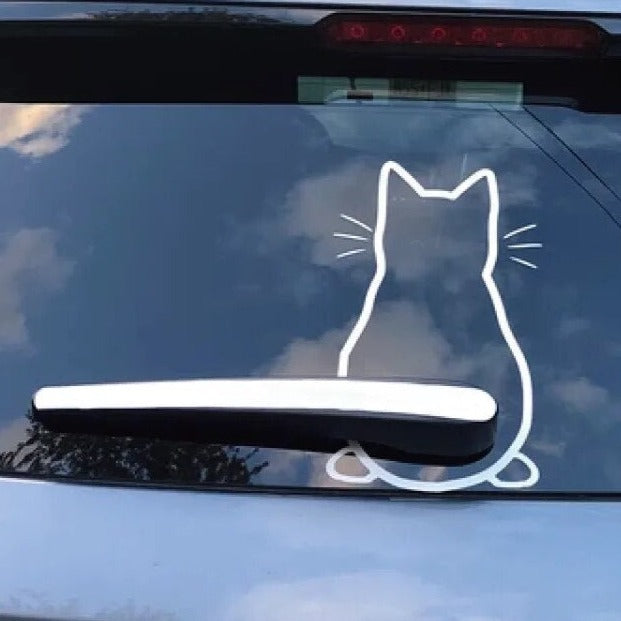 Cute Cat 'Sitting Back | 2.0' Vinyl Car Wiper Sticker