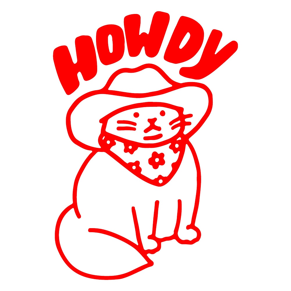 Cowboy Cat 'Howdy' Vinyl Car Sticker