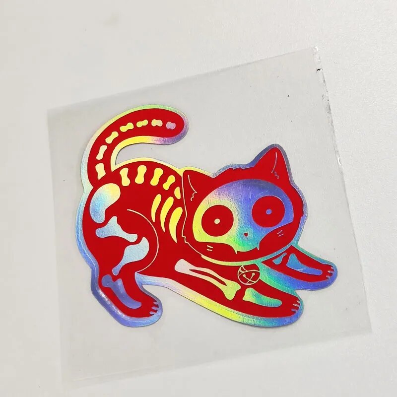 Cute 'Holographic Cat X-Ray' Vinyl Car Sticker