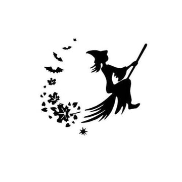 Witch Silhouette 'Magical Broom Stick' Vinyl Car Sticker
