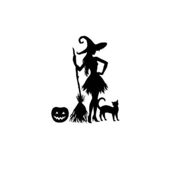 Witch Silhouette 'Pumpkin and Cat' Vinyl Car Sticker