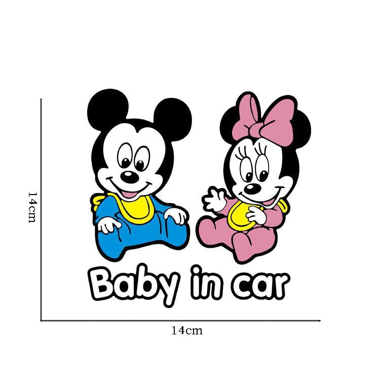Baby In Car 'Baby Mickey And Minnie | Bibs' Vinyl Car Sticker