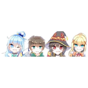 KonoSuba 'Aqua-Kazuma-Megumin-Darkness | Surprised' Vinyl Car Peeker Sticker