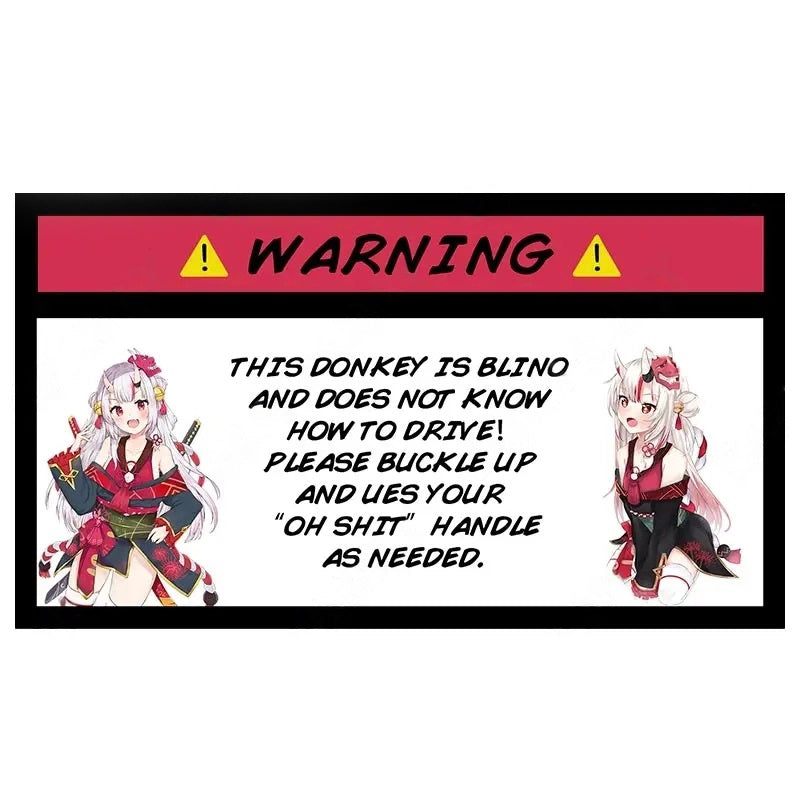 Virtual YouTuber 'Nakiri Ayame | Warning Sign' Vinyl Car Sticker