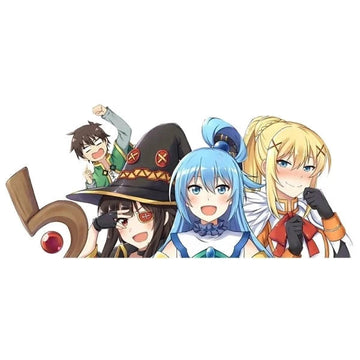 KonoSuba 'Kazuma-Megumin-Aqua-Darkness | Happy' Vinyl Car Peeker Sticker