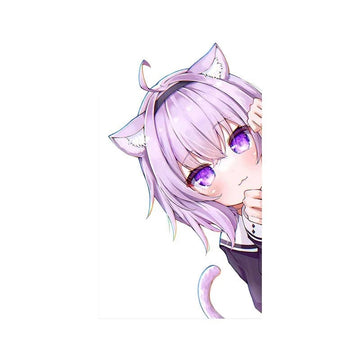 Virtual YouTuber 'Nekomata Okayu | Scared' Vinyl Car Peeker Sticker