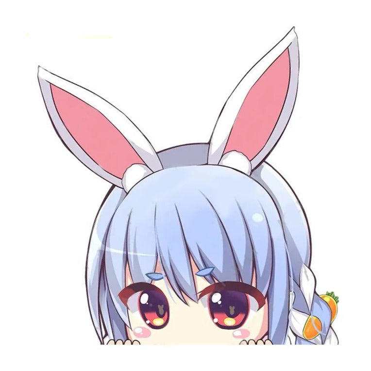 Virtual YouTuber 'Usada Pekora | Afraid' Vinyl Car Peeker Sticker
