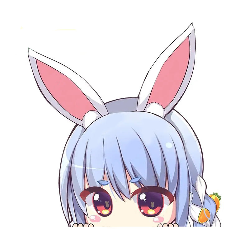 Virtual YouTuber 'Usada Pekora | Afraid' Vinyl Car Peeker Sticker