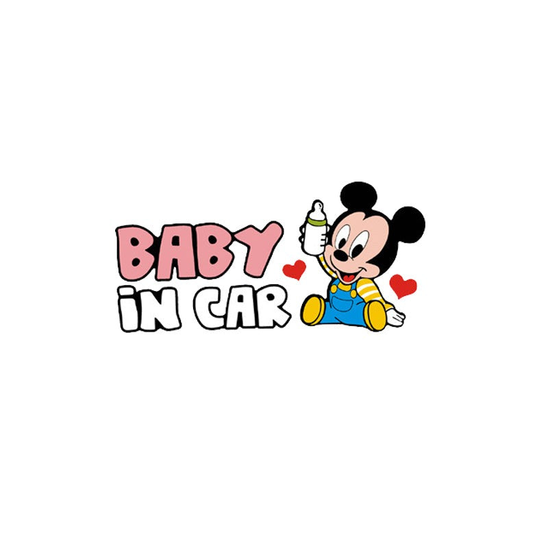 Baby In Car 'Baby Mickey Mouse | Holding Milk Bottle' Vinyl Car Sticker