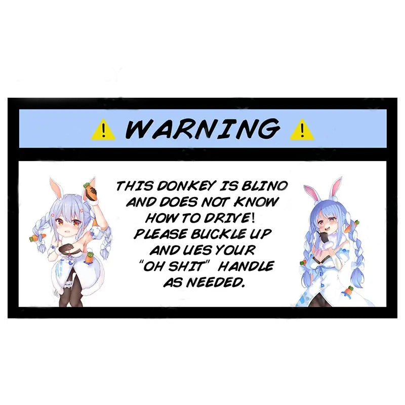 Virtual YouTuber 'Usada Pekora | Warning Sign' Vinyl Car Peeker Sticker