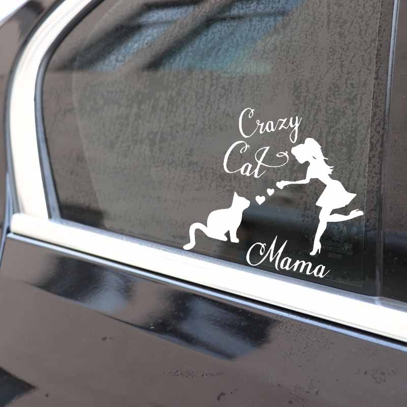 Cute 'Crazy Cat Mama' Vinyl Car Sticker