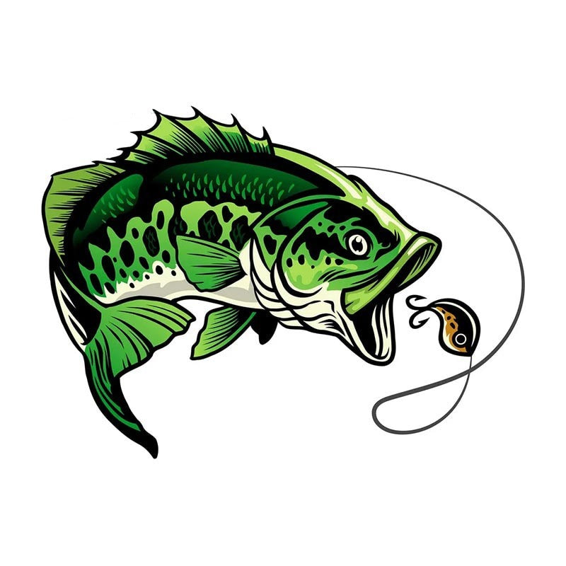 Fish 'Green Bass | Catching Small Fish' Vinyl Car Sticker