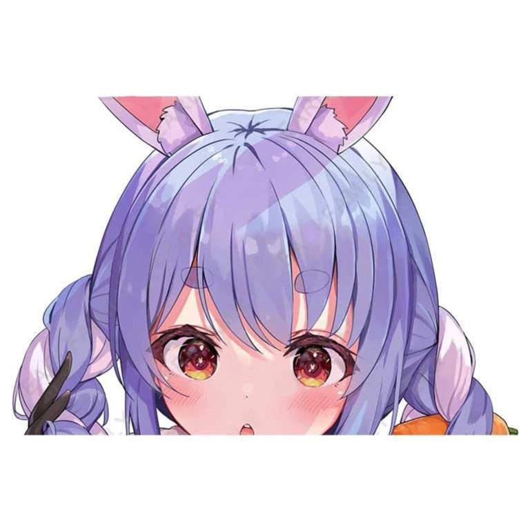 Virtual YouTuber 'Usada Pekora | Shocked' Vinyl Car Peeker Sticker