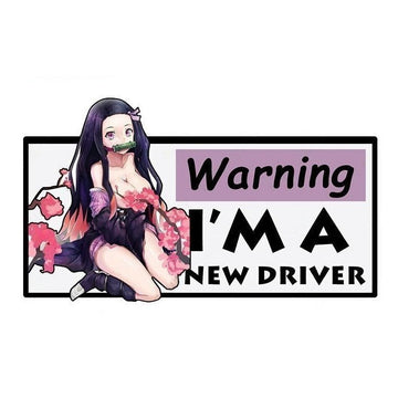 Warning I'm A New Driver 'Sexy Nezuko | Cherry Blossom' Vinyl Car Sticker