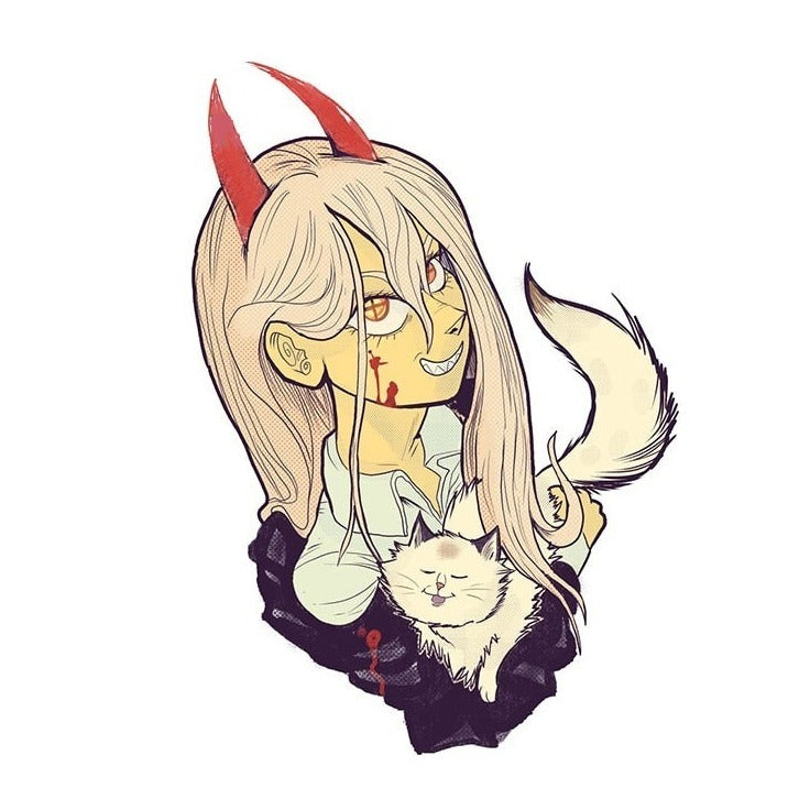 Chainsaw Man 'Evil Power | Holding A Cat' Vinyl Car Sticker
