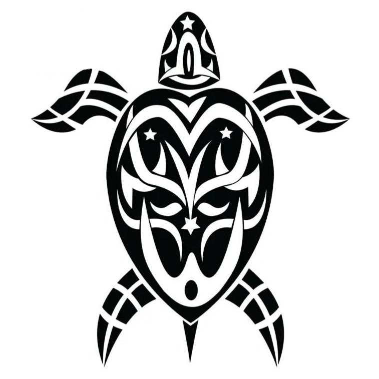 Tribal Turtle Sea 'Turtle Tribal Vector | Black' Vinyl Car Sticker