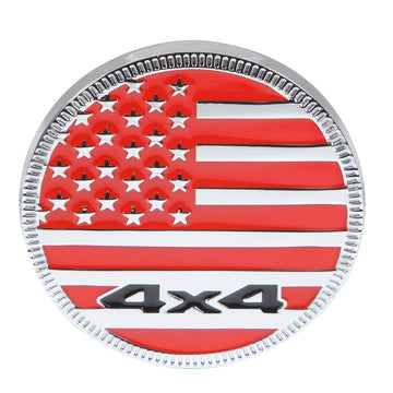 American Flag Emblem '4x4 Round' Metal Car Sticker
