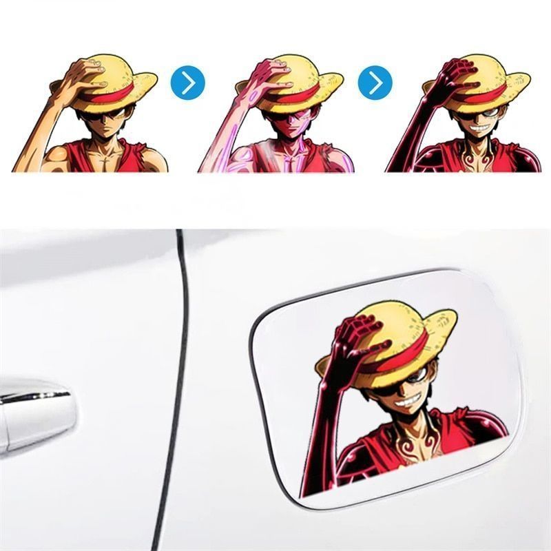 One Piece 'Monkey D. Luffy | Holding Straw Hat' Vinyl Car 3D Motion Sticker