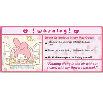 Warning Sign 'My Melody | Be Kind To Everyone, Including Yourself!' Vinyl Car Sticker
