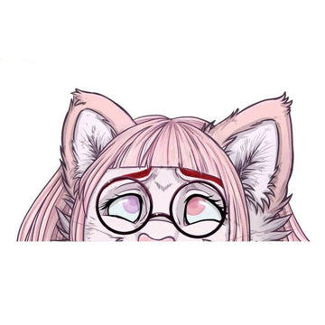 YCH Peace Sign 'Pink Wolf Girl | Noora' Vinyl Car Peeker Sticker