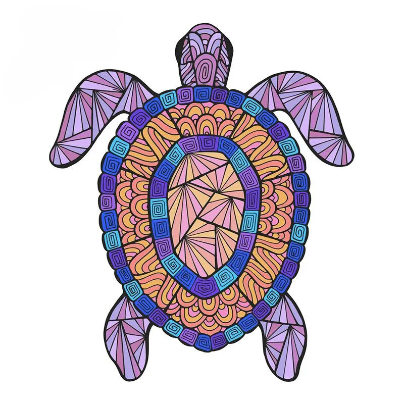 Amazing Tribal Turtle 'Zentangling Turtle | Purple  Vinyl Car Sticker