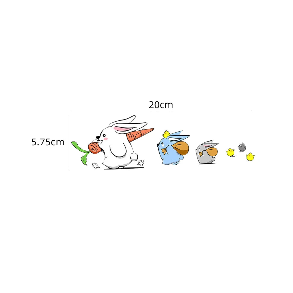 Cute 'White Bunny and Friends | Walking Left' Vinyl Car Sticker