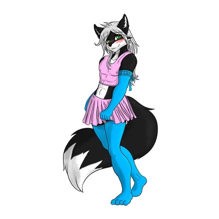 Anime Wolf 'Blushing' Vinyl Car Sticker