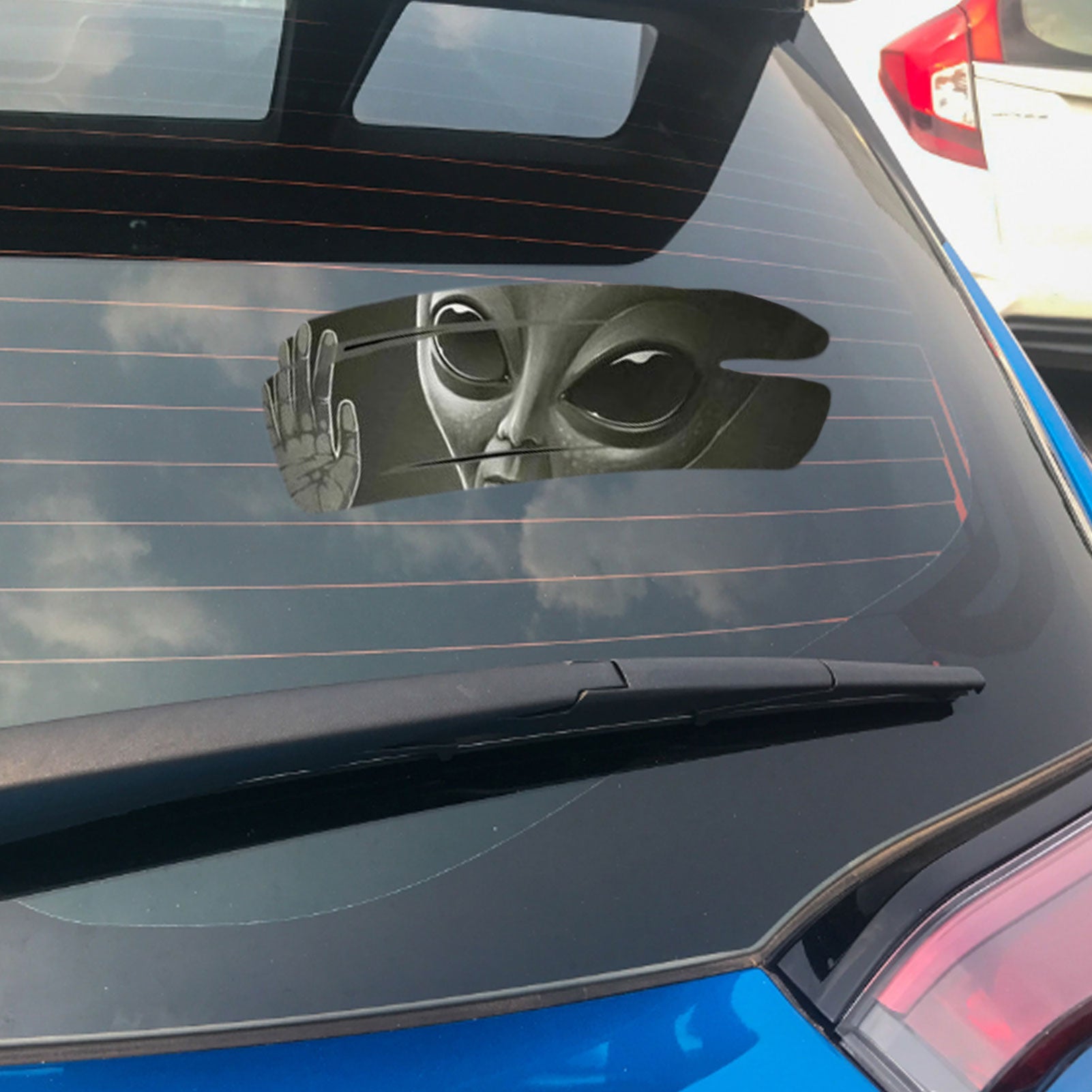 Alien 'Wiping' Vinyl Car Sticker