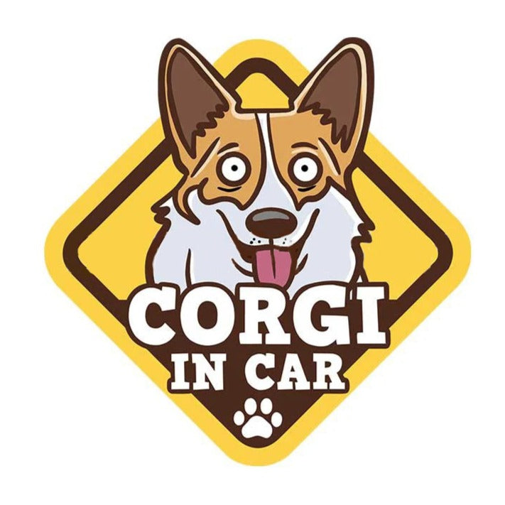 Warning Sign 'Corgi In Car | Shocked' Vinyl Car Sticker