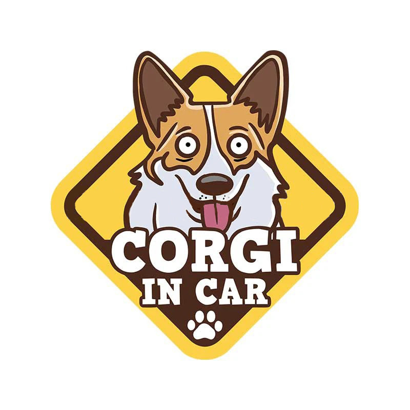 Warning Sign 'Corgi In Car | Shocked' Vinyl Car Sticker