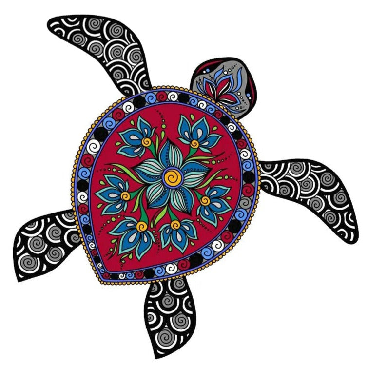 Amazing Tribal Turtle 'Goth Turtle| Mandala Flower' Vinyl Car Sticker