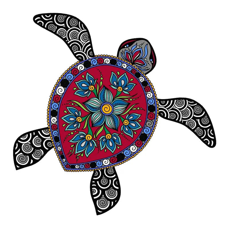 Amazing Tribal Turtle 'Goth Turtle| Mandala Flower' Vinyl Car Sticker