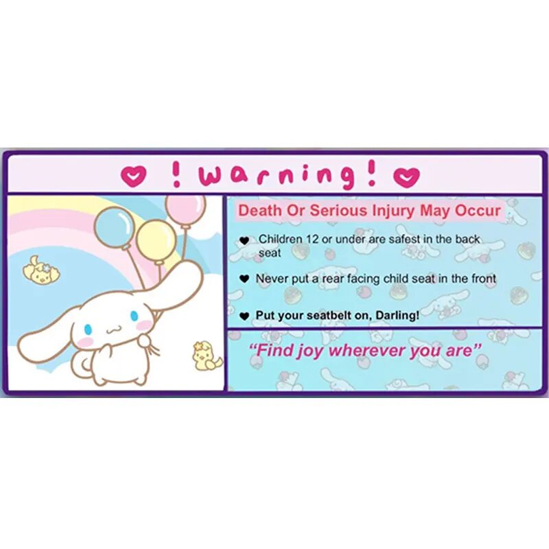 Warning Sign 'Cinnamoroll | Find Joy Wherever You Are' Vinyl Car Sticker