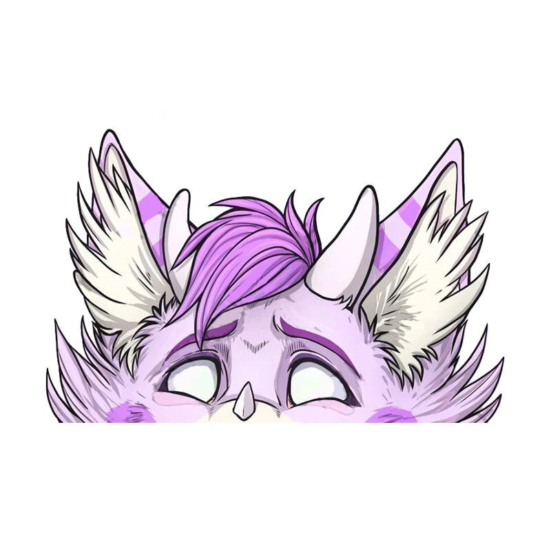 YCH Peace Sign 'Light Violet Fur Wolf' Vinyl Car Peeker Sticker