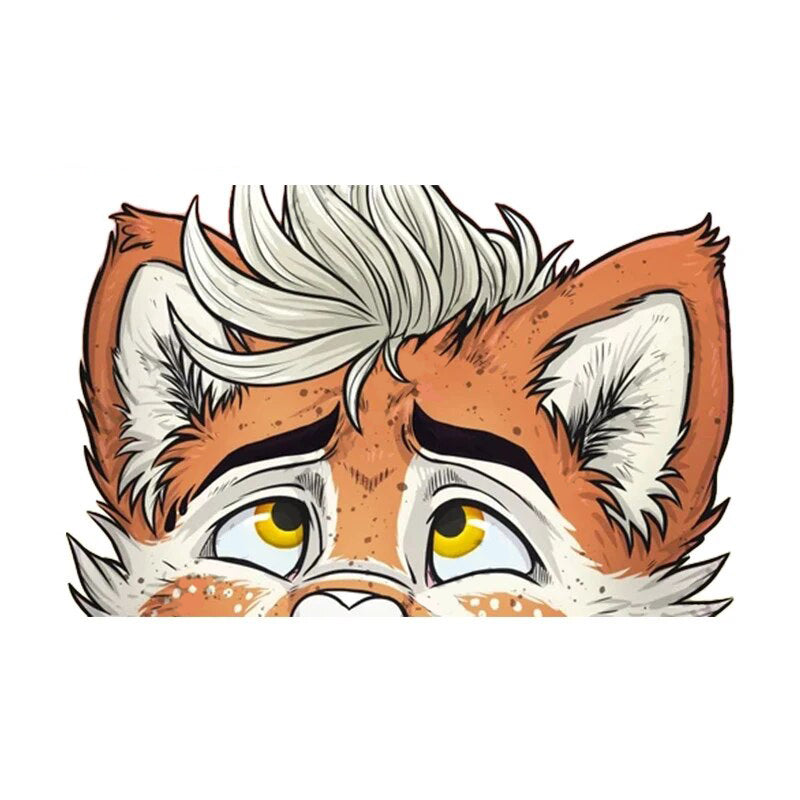 YCH Peace Sign 'Brown Fur Wolf' Vinyl Car Peeker Sticker