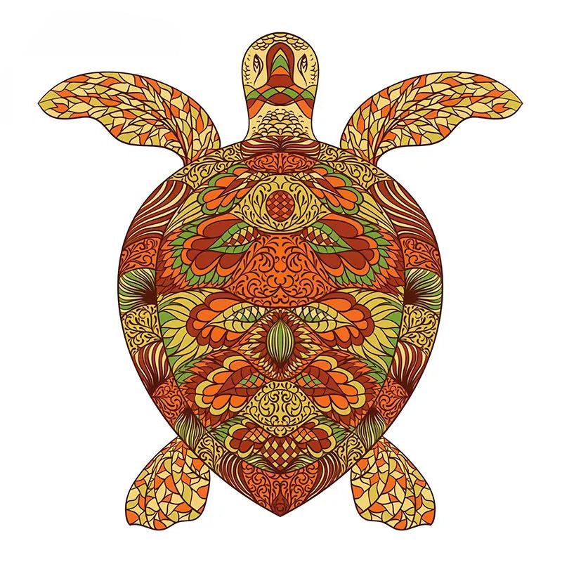 Amazing Tribal Turtle 'Orange Yellow Henna' Vinyl Car Sticker