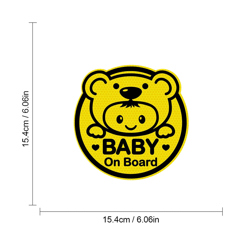 Cute 'Baby On Board | Reflective' Vinyl Car Sticker