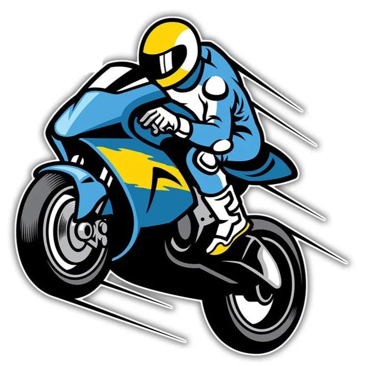 Motorbike Rider 'Blue Suit' Vinyl Car Sticker