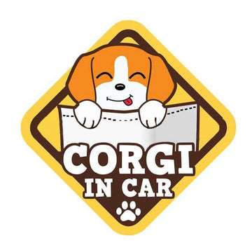 Warning Sign 'Corgi In Car | Pocket' Vinyl Car Sticker