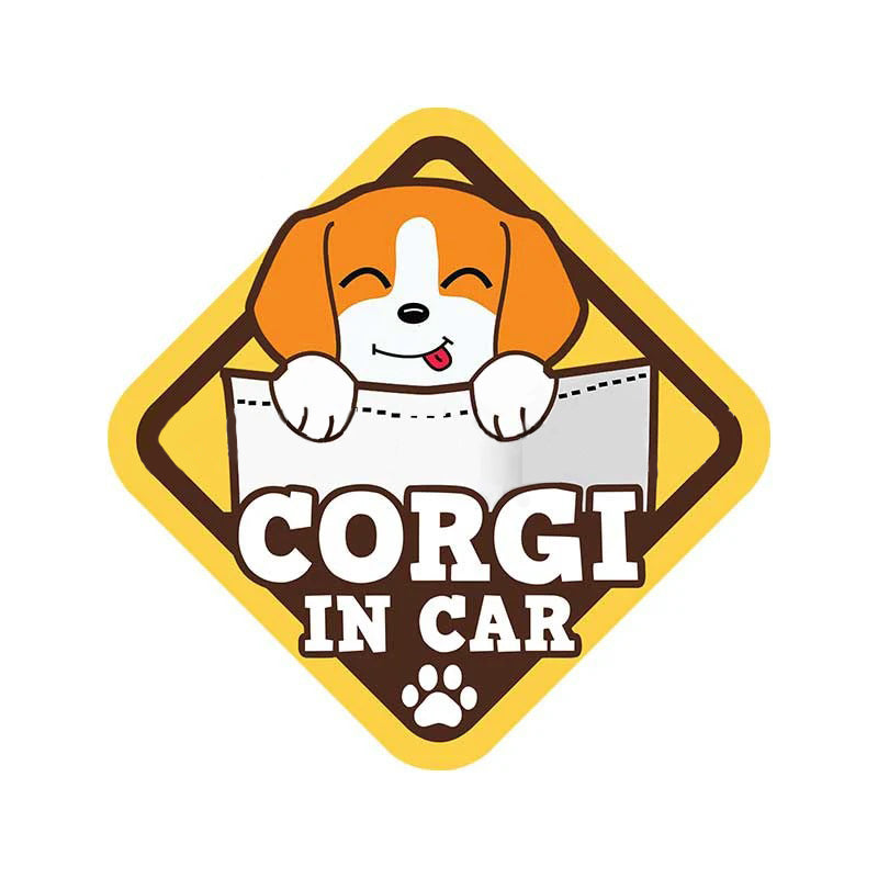 Warning Sign 'Corgi In Car | Pocket' Vinyl Car Sticker