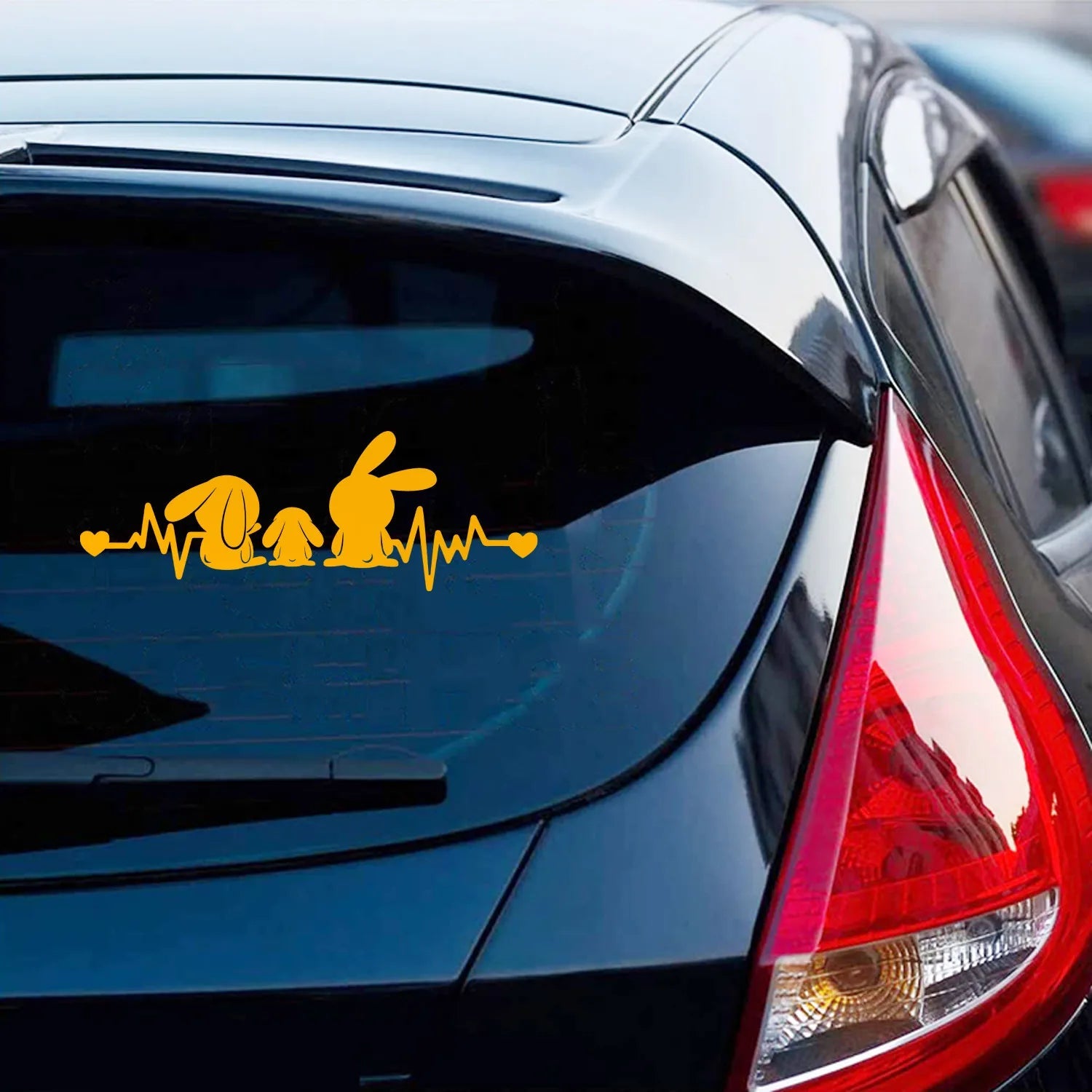 Cute Rabbits 'Heartbeat' Vinyl Car Sticker