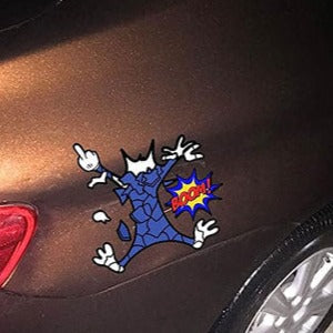 Cracked Back 'Blue Cat | F U | Boom!' Vinyl Car Sticker