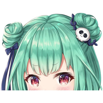 Virtual YouTuber 'Uruha Rushia | Mint Green Hair' Vinyl Car Peeker Sticker